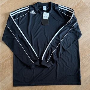 Adidas Men's Black and White Long Sleeve Tee